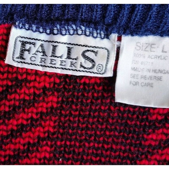 Vintage 90s Fair Isle Christmas Sweater Falls Creek Large Red Green Navy - Picture 8 of 8